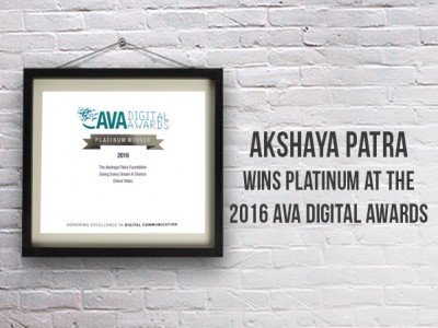 Akshaya Patra wins Platinum at the 2016 AVA Digital Awards