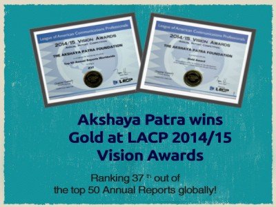 Akshaya Patra wins Gold at LACP 2014/15 Vision Awards