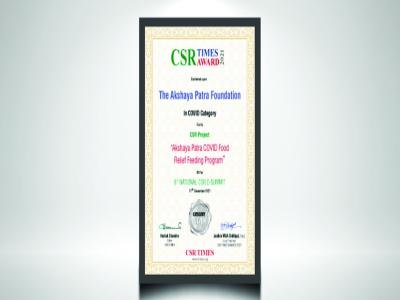 Akshaya Patra receives the CSR Times Award in COVID Category