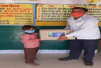 Social distancing norms are followed during the distribution