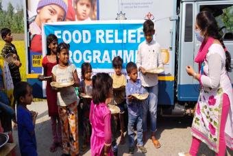 Children are happy on receiving meals that will satiate their hunger