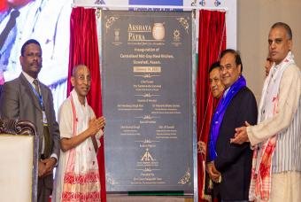 The inauguration kitchen plaque is unveiled